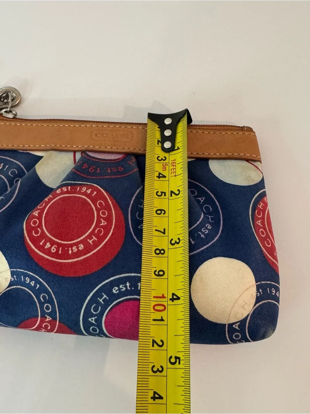 COACH Polka Dot Leah F14667 Red White And Blue Wristlet